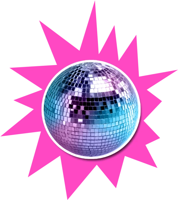 Vibrant Disco Ball Pink Starburst PNG