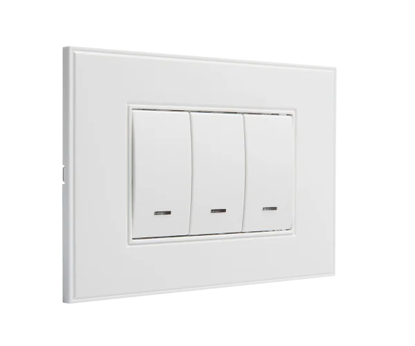White Triple Light Switch Panel PNG Transparent Background