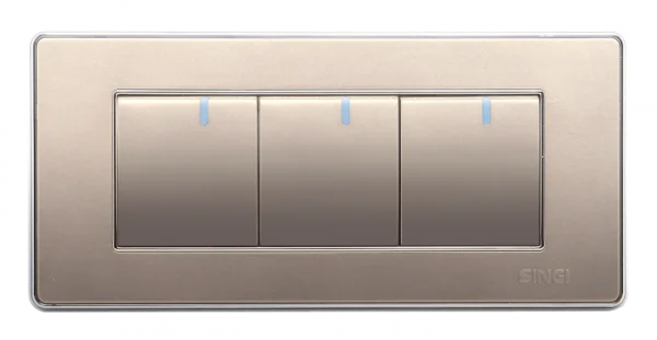 Modern Champagne Gold Three Gang Light Switch PNG