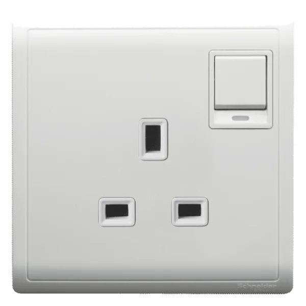 White Electrical Wall Socket PNG with Switch
