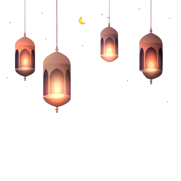 Ramadan Lanterns with Crescent Moon PNG Transparent Background