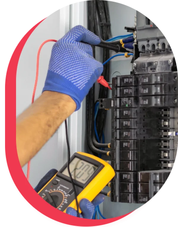 Electrician Checking Electrical Panel PNG