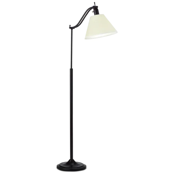 Black Floor Lamp with Beige Shade PNG