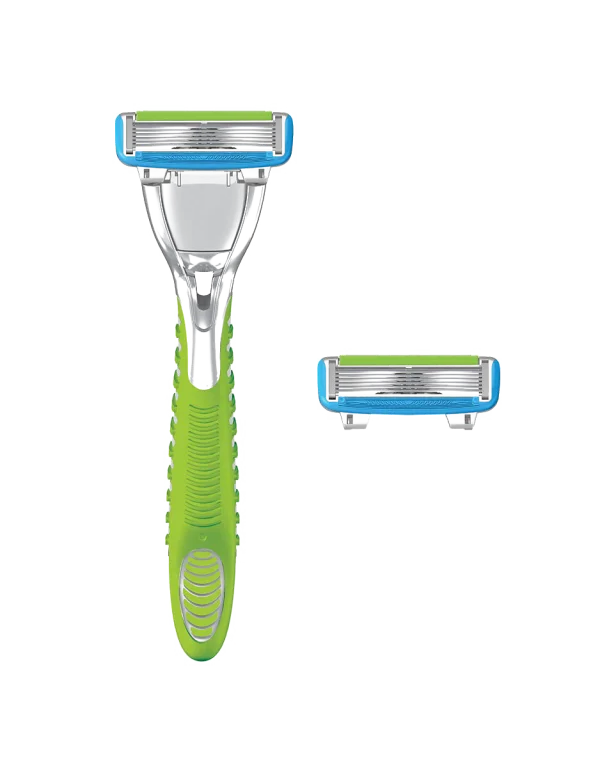 Green Shaving Razor and Blade PNG Transparent