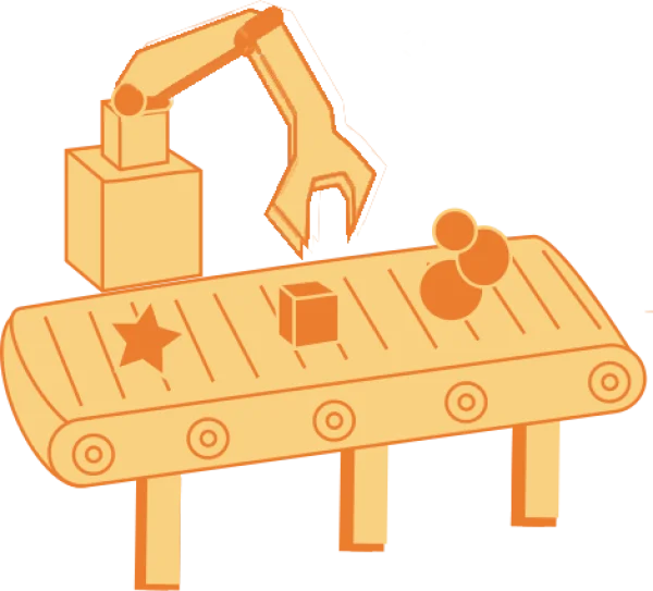 Robotic Arm and Conveyor Belt Production PNG