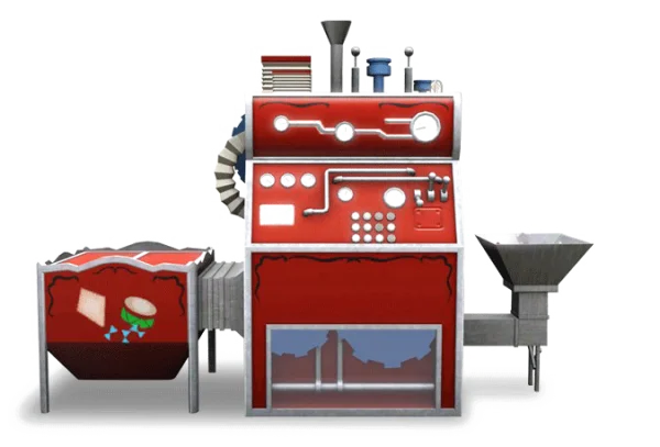Whimsical Red Factory Machine PNG Transparent
