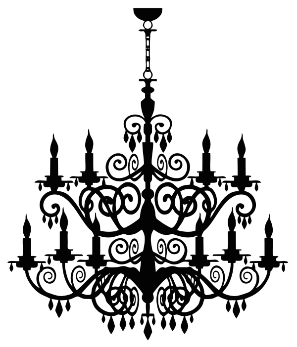 Elegant Chandelier Silhouette PNG Transparent