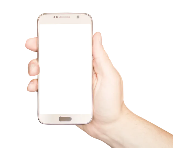 Hand Holding Golden Smartphone PNG Transparent Background