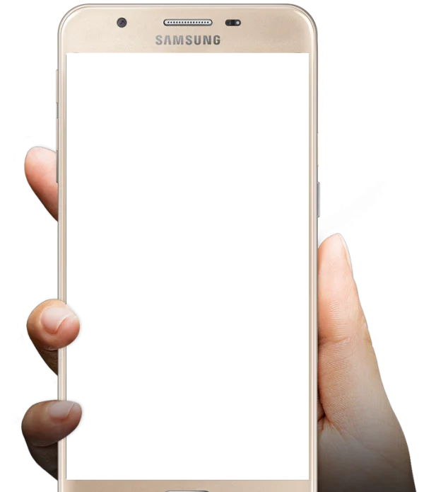 Hand Holding Gold Samsung Smartphone PNG Transparent