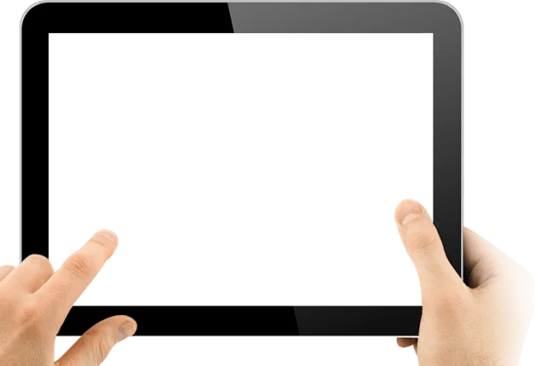 Hands Touching Tablet Screen PNG Transparent
