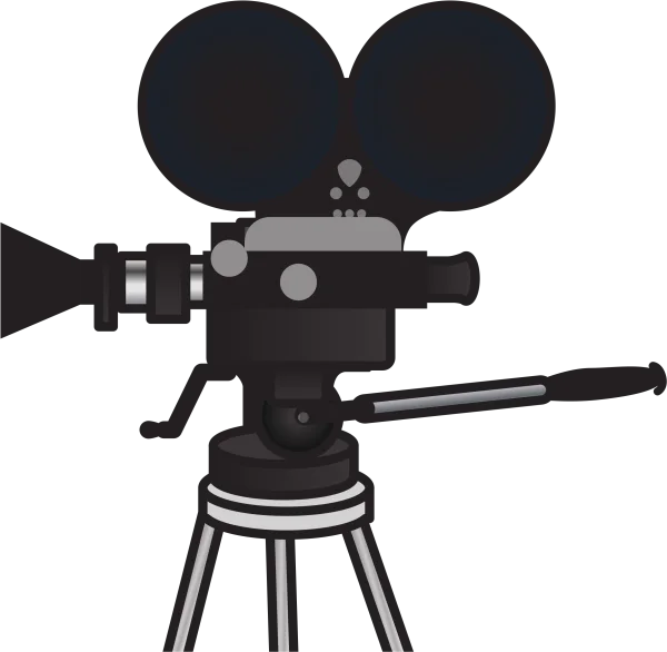 Vintage Film Camera on Tripod PNG Transparent