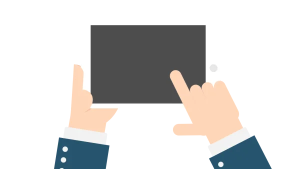 Hands Holding Tablet Tapping Screen PNG