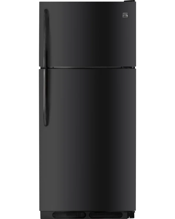 Black Top-Freezer Refrigerator PNG Transparent Background