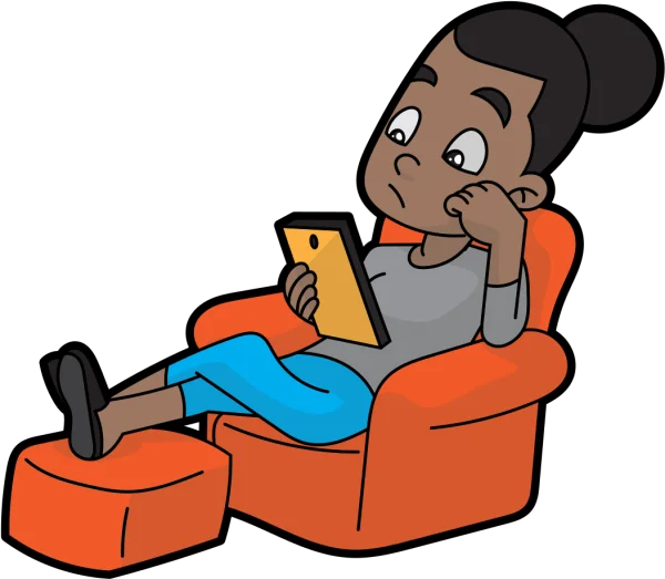 Cartoon Person on Tablet Transparent Background