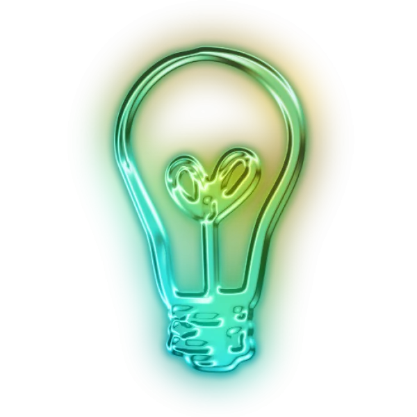 Neon Glowing Light Bulb with Heart PNG