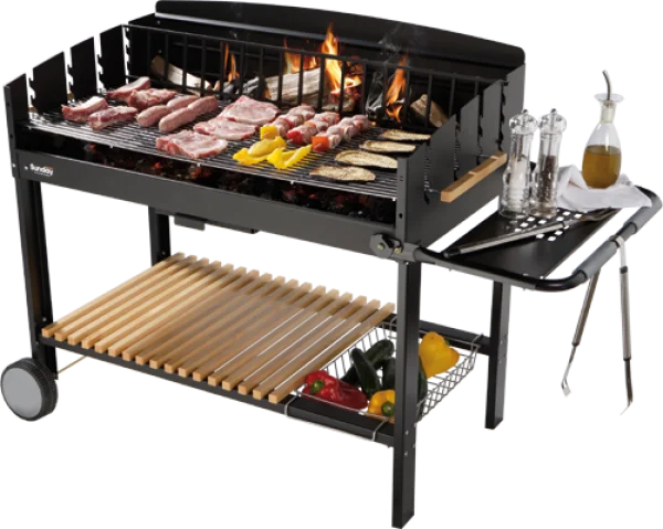 Charcoal Barbecue Grill with Food Cooking PNG