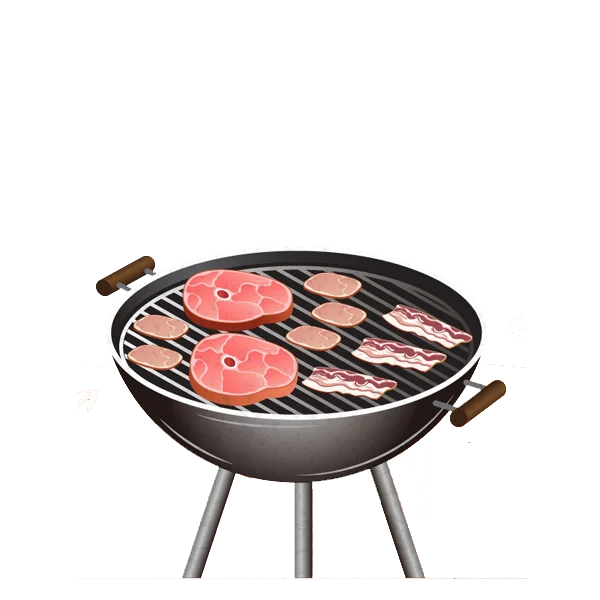 Barbecue Grill with Meat PNG Transparent Background
