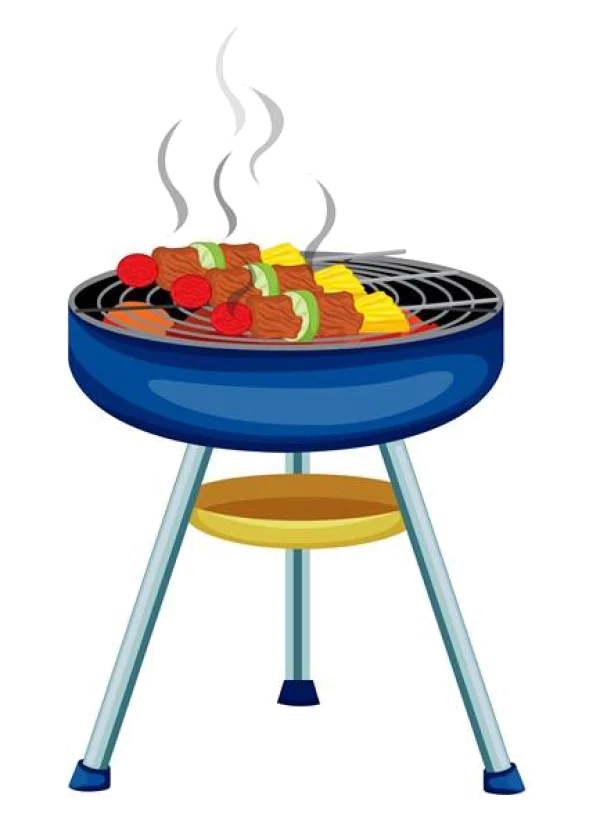 BBQ Grill with Skewers PNG Transparent Background