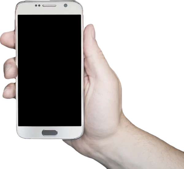 Hand Holding White Smartphone PNG Transparent