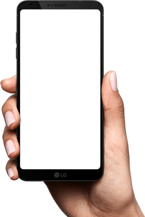 Hand Holding LG Smartphone Mockup PNG Transparent