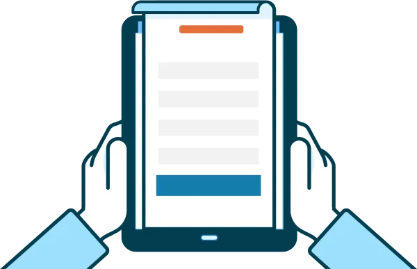 Hands Holding Tablet with Online Form PNG