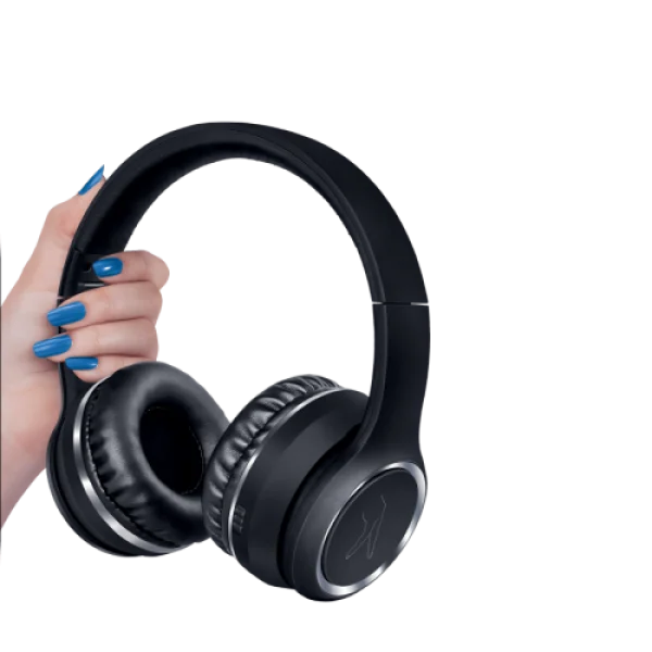Hand Holding Black Over-Ear Headphones PNG