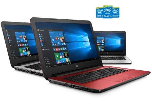 HP Laptops with Windows 10 and Intel Core Logos PNG