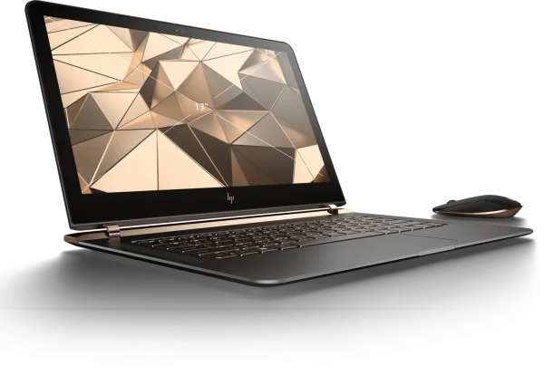 Elegant Black and Gold Laptop and Mouse PNG
