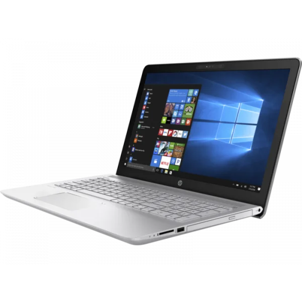 Silver HP Laptop with Windows 10 Transparent Background