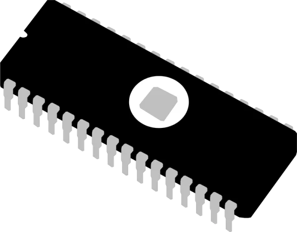 Minimalist Computer Chip Icon with Circuitry