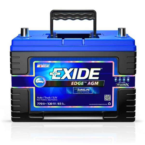 Exide Edge AGM Car Battery PNG Transparent Background