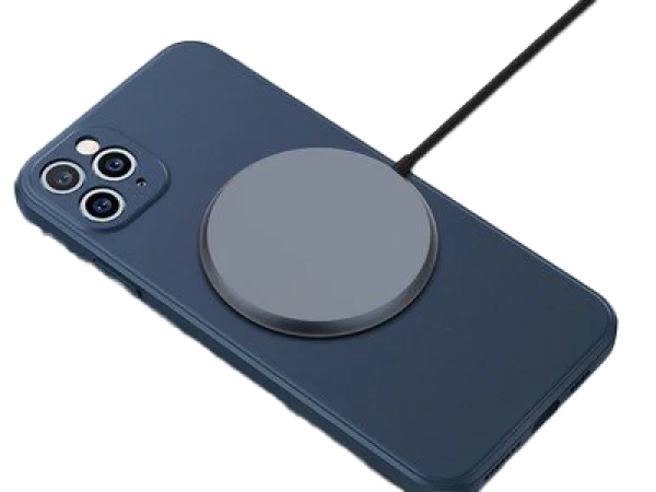 Dark Blue iPhone with MagSafe Charger PNG