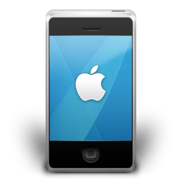 Silver Apple Device with Logo PNG Transparent