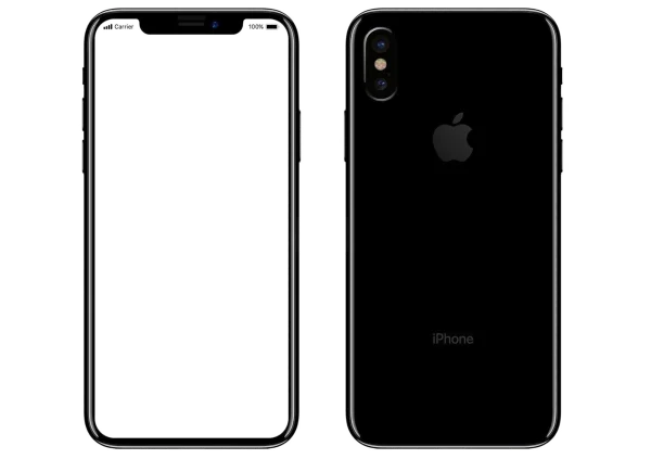 Black iPhone X Front and Back Transparent PNG
