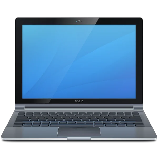 Sleek Laptop with Blue Screen PNG Transparent Background
