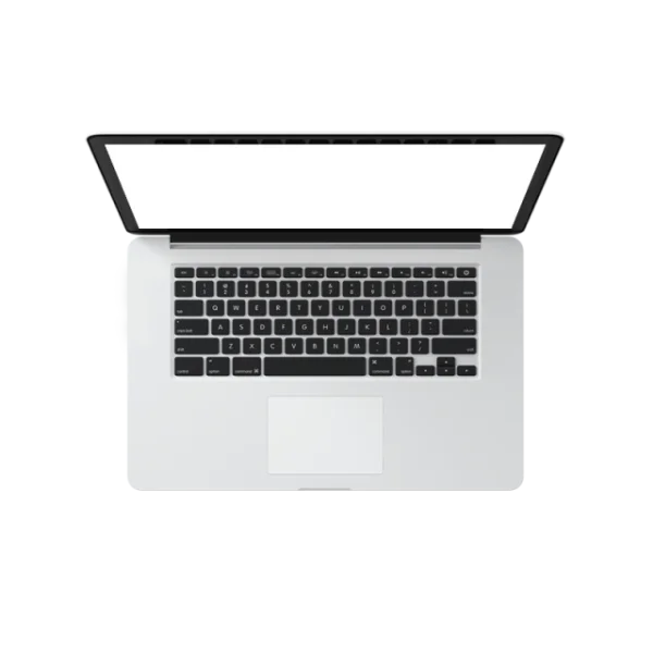 Laptop Top View PNG with Blank Screen