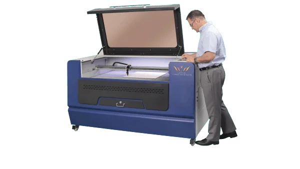 Man Operating Laser Cutting Machine PNG Transparent Background