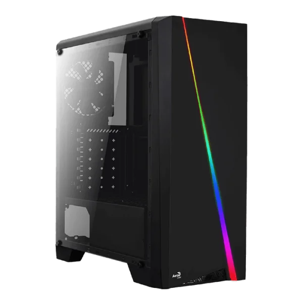 Black PC Gaming Case with RGB Lighting PNG
