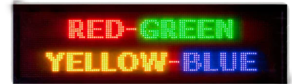 LED Text Display with Color Names PNG Transparent