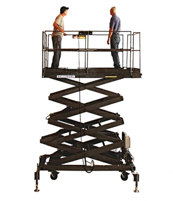 Scissor Lift with Workers PNG Transparent Background