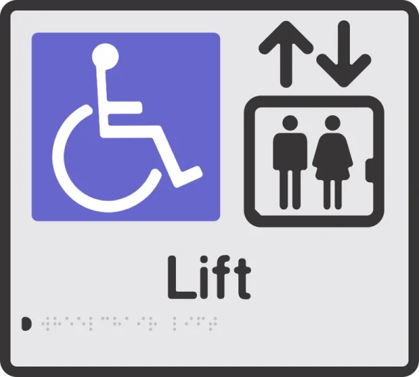 Accessibility Lift Sign with Braille PNG