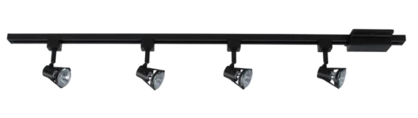 Black Track Lighting System with Four Spotlights PNG