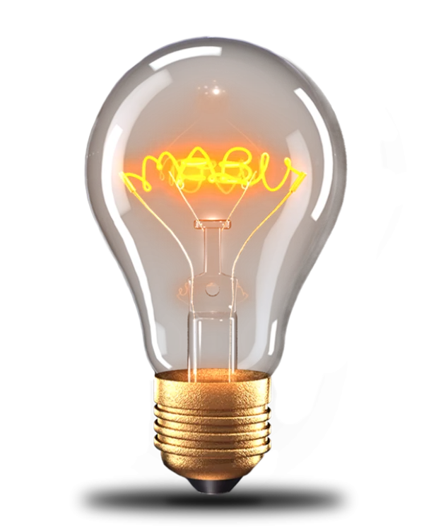 Glowing Lightbulb with MABU Text PNG Transparent Background
