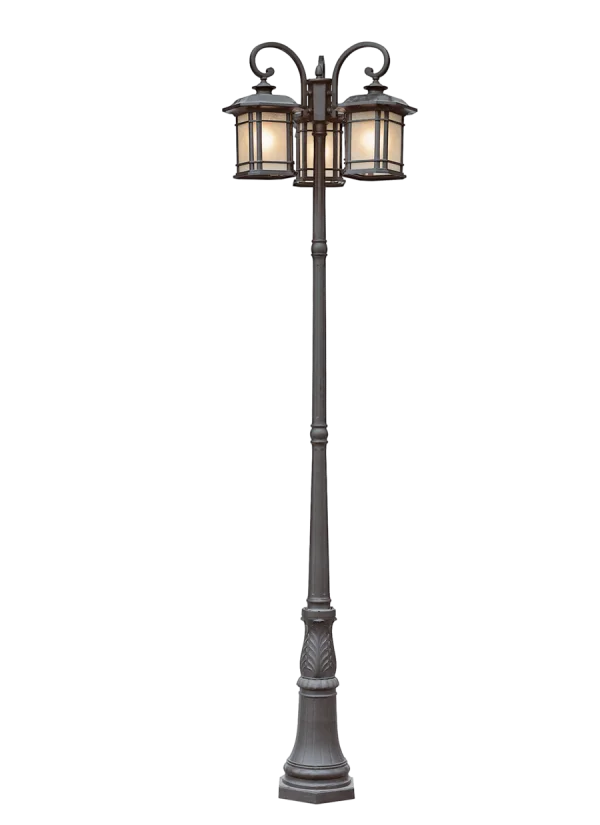 Vintage Three-Lantern Street Lamp PNG Transparent Background