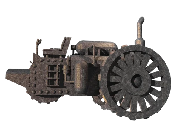 Rusty Steampunk Tractor PNG Transparent Background