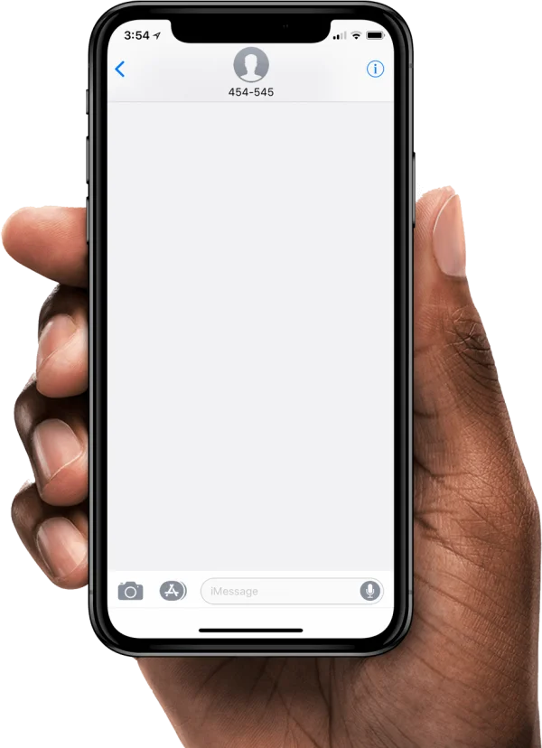Hand Holding iPhone with Blank iMessage Screen PNG