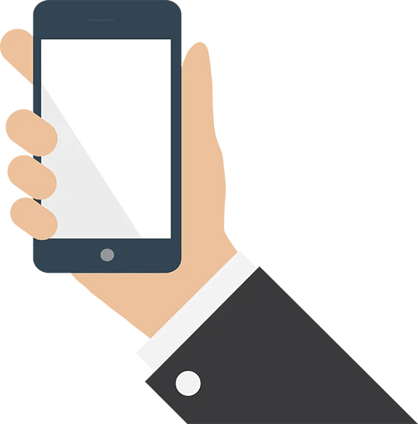 Hand Holding Smartphone Flat Design PNG
