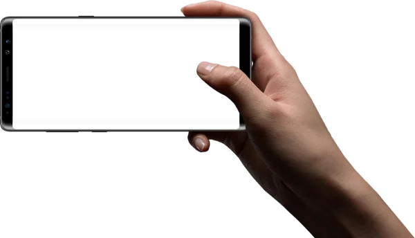 Hand Holding Modern Smartphone Horizontally Transparent Background