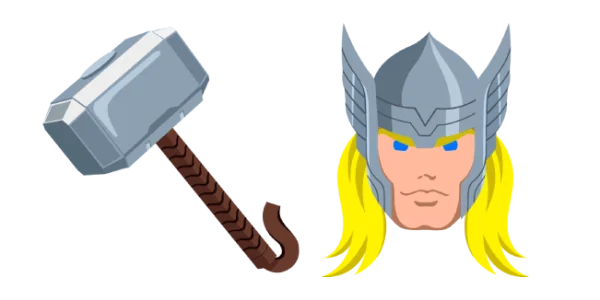 Thor's Mjolnir Hammer and Helmet Head PNG