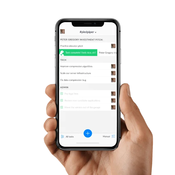 Hand Holding iPhone Showing Task Management App PNG